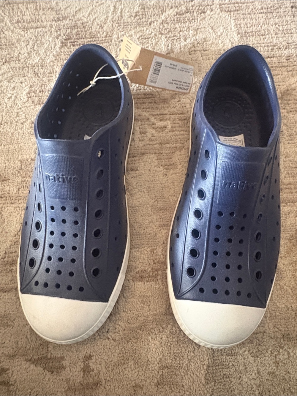 Native Kids Water Shoes in Navy and White
